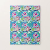 Puzzle Motif à spirale fractale, rose turquoise Multi (Vertical)