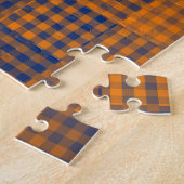 Puzzle Motif Abstrait à Carreaux Orange Violet (Côté)