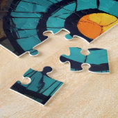 Puzzle motif abstrait : coquillage bleu marron (Côté)