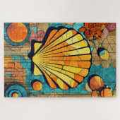 Puzzle motif abstrait : coquillage bleu marron (Horizontal)
