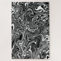 Puzzle Motif abstrait de marbre liquide noir et blanc