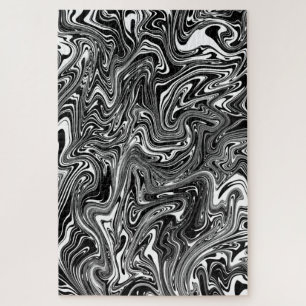 Puzzle Motif abstrait de marbre liquide noir et blanc