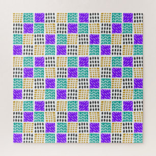 Puzzle Motif Abstrait Géométrique de Carrés Colorés