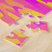 Puzzle Motif Abstrait rose jaune orange (Côté)