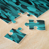 Puzzle Motif Abstrait Sarcelle Noir (Côté)