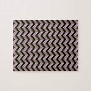 Puzzle Motif Amethyst Gold Black Zigzag