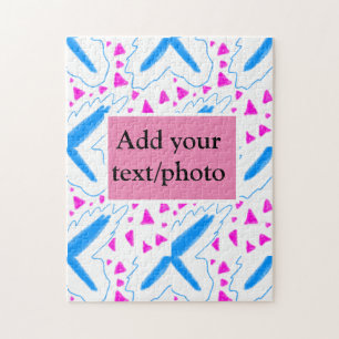 Puzzle Motif aquarelle bleu rose ajoutez nom texte person
