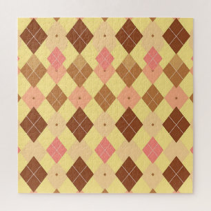 Puzzle Motif Argyle Rose Brun Chaud