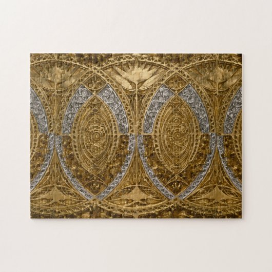 Puzzle Motif Art Déco Argent Et Or (Horizontal)