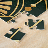Puzzle Motif Art Déco Or Émeraude (Côté)
