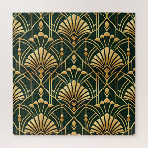Puzzle Motif Art Déco Or Émeraude