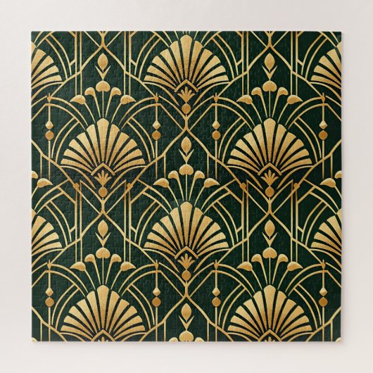 Puzzle Motif Art Déco Or Émeraude (Vertical)
