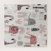 Puzzle motif avec des éléphants et des girafes mignons gé (Horizontal)