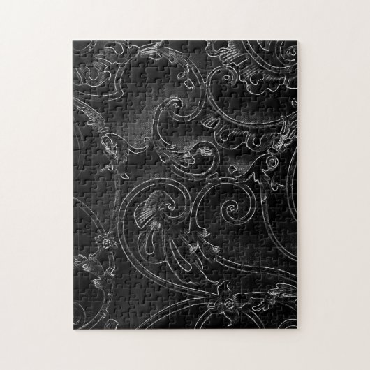 Puzzle Motif baroque gothique noir de remous (Vertical)