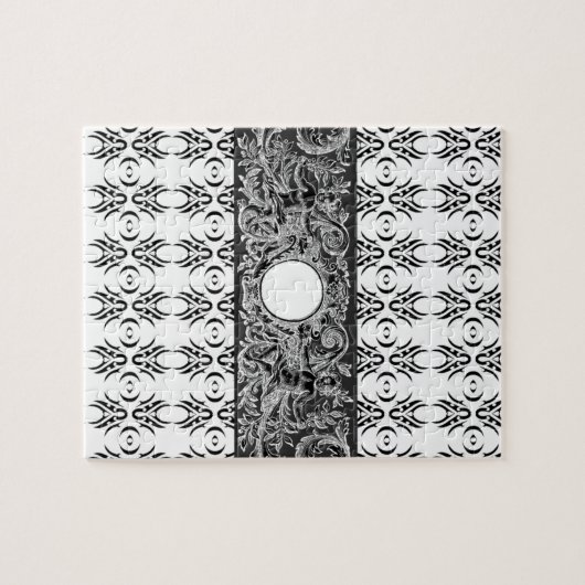 Puzzle Motif baroque noir classique à customiser (Horizontal)