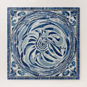 Puzzle Motif blanc bleu tourbillon 02 (Horizontal)