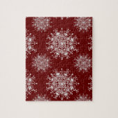 Puzzle Motif Blizzard Rouge Flocons de Neige Noël Vintage (Vertical)