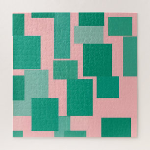 Puzzle Motif bloc de couleur rose sarcelle Moderne Abstra