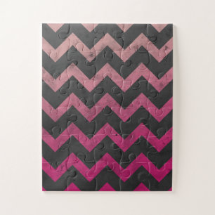 Puzzle Motif chevron rose magenta rouge ombré gris foncé