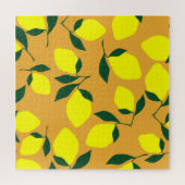 Puzzle Motif citron simple, arrière - plan orange. (Horizontal)