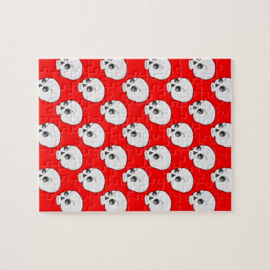 Puzzle Motif crâne sur Arrière - plan rouge (Horizontal)