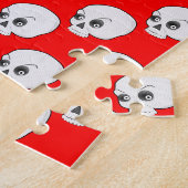 Puzzle Motif crâne sur Arrière - plan rouge (Côté)