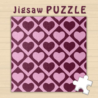Puzzle Motif damier cœur Bordeaux Rose -