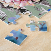 Puzzle Motif d'aquarelle Arrière - plan vert. (Côté)