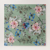 Puzzle Motif d'aquarelle Arrière - plan vert. (Horizontal)