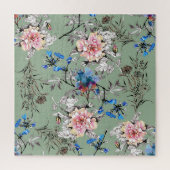 Puzzle Motif d'aquarelle Arrière - plan vert. (Vertical)