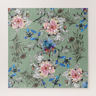 Puzzle Motif d'aquarelle Arrière - plan vert.