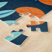 Puzzle Motif d'aquarelle bleu marine gris orange (Côté)