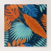 Puzzle Motif d'aquarelle bleu marine gris orange (Horizontal)