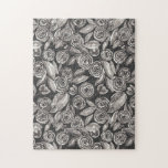 Puzzle Motif d'aquarelle moderne noir blanc<br><div class="desc">Ce design élégant et girly est parfait pour la femme classe et élégante. Le design est composé d'une couleur feuille et de fleurs d'aquarelle dessinées à la main et peintes à la main en noir, gris et blanc. C'est un design floral moderne, joli, artistique et tendance. Stylisez avec cette oeuvre...</div>