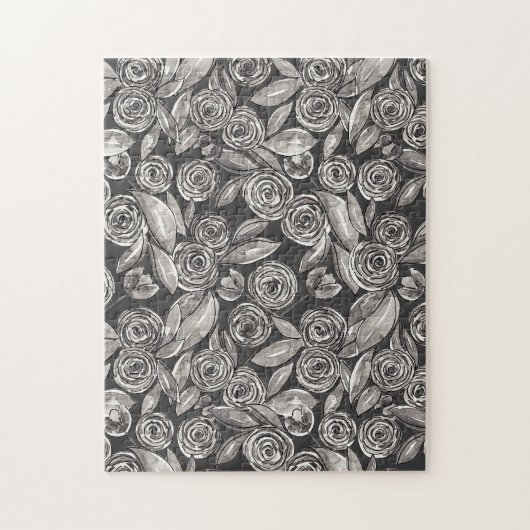 Puzzle Motif d'aquarelle moderne noir blanc (Vertical)
