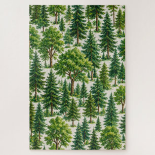 Puzzle Motif d'arbre de forêt de feuillus persistants