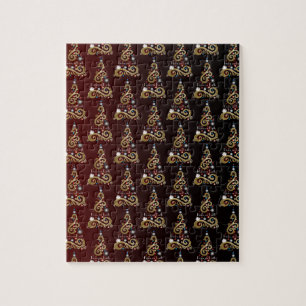 Puzzle Motif d'arbre de Noël doré de la paix sur Terre