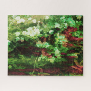 Puzzle motif d'art cool de fleurs vert rouge. Nature