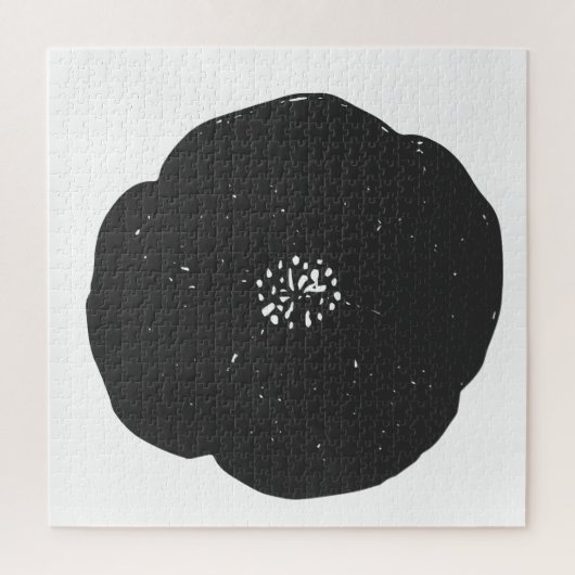 Puzzle Motif d'art floral de Poppy rétro en noir et blanc (Vertical)