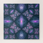 Puzzle motif d'art fractal 3D Turquoise violet rose (Horizontal)