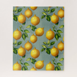 Puzzle Motif d'art vintage de citrons et de feuilles sur