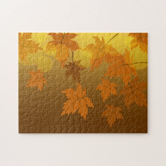 Puzzle Motif d'automne avec feuilles d'érable en chute et (Horizontal)