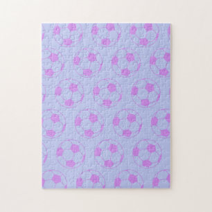 Puzzle Motif de balle de soccer mignon en violet et bleu