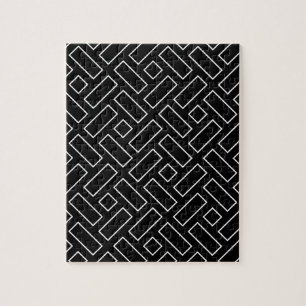 Puzzle Motif de bloc linéaire noir et blanc - Noir