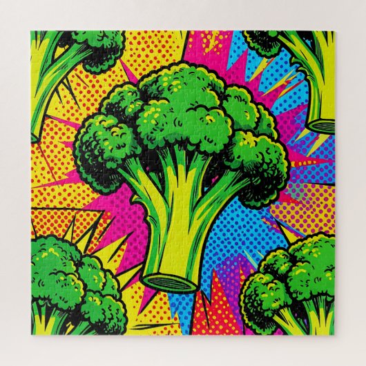 Puzzle Motif de brocoli Pop Art vibrant (Vertical)
