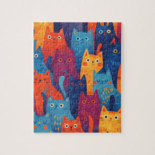 Puzzle Motif de chat de dessin animé coloré Chat fantai