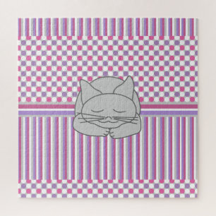 Puzzle Motif de chat gris dormant