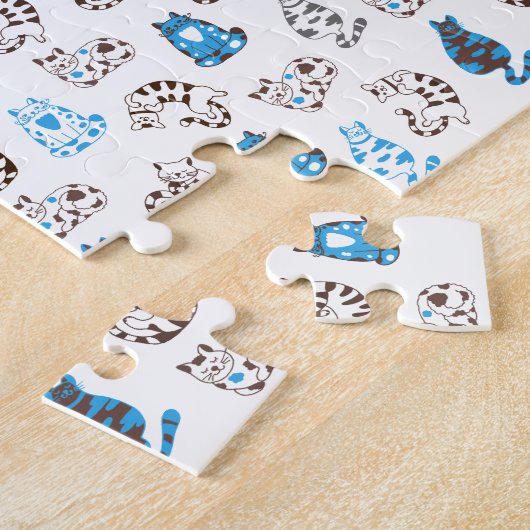 Puzzle Motif de chat Kitty difficile | Bleu classique (Côté)