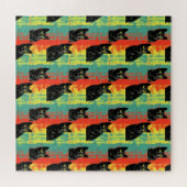 Puzzle Motif de chat noir rétro (Horizontal)