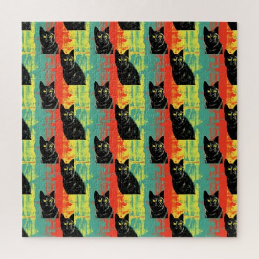 Puzzle Motif de chat noir rétro (Vertical)
